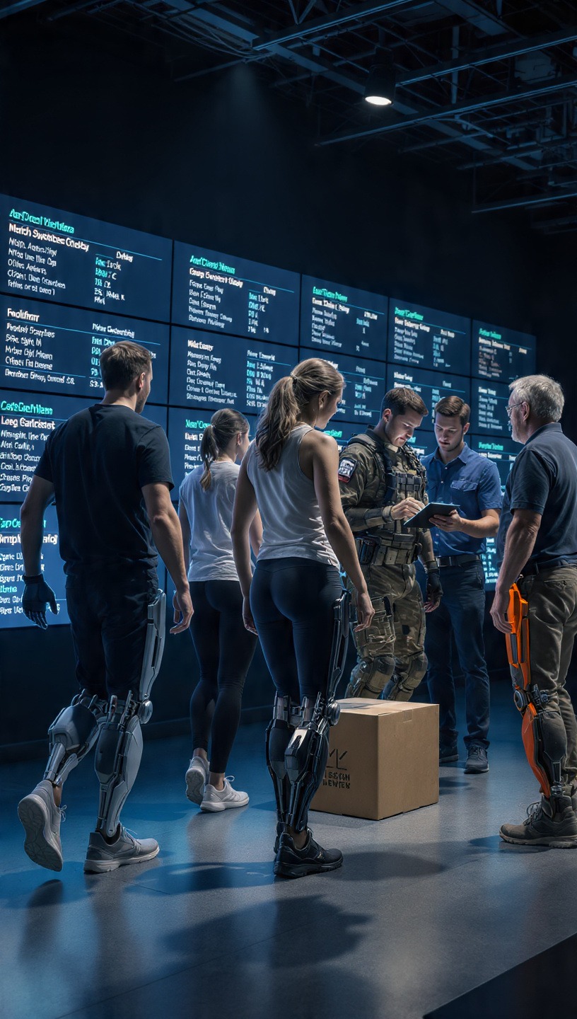 militaire livrant des exosquelette à son équipe